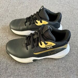 Under Armour Lockdown 7 Kids Unisex Basketball Shoes Youth Size 2 Black And Gold